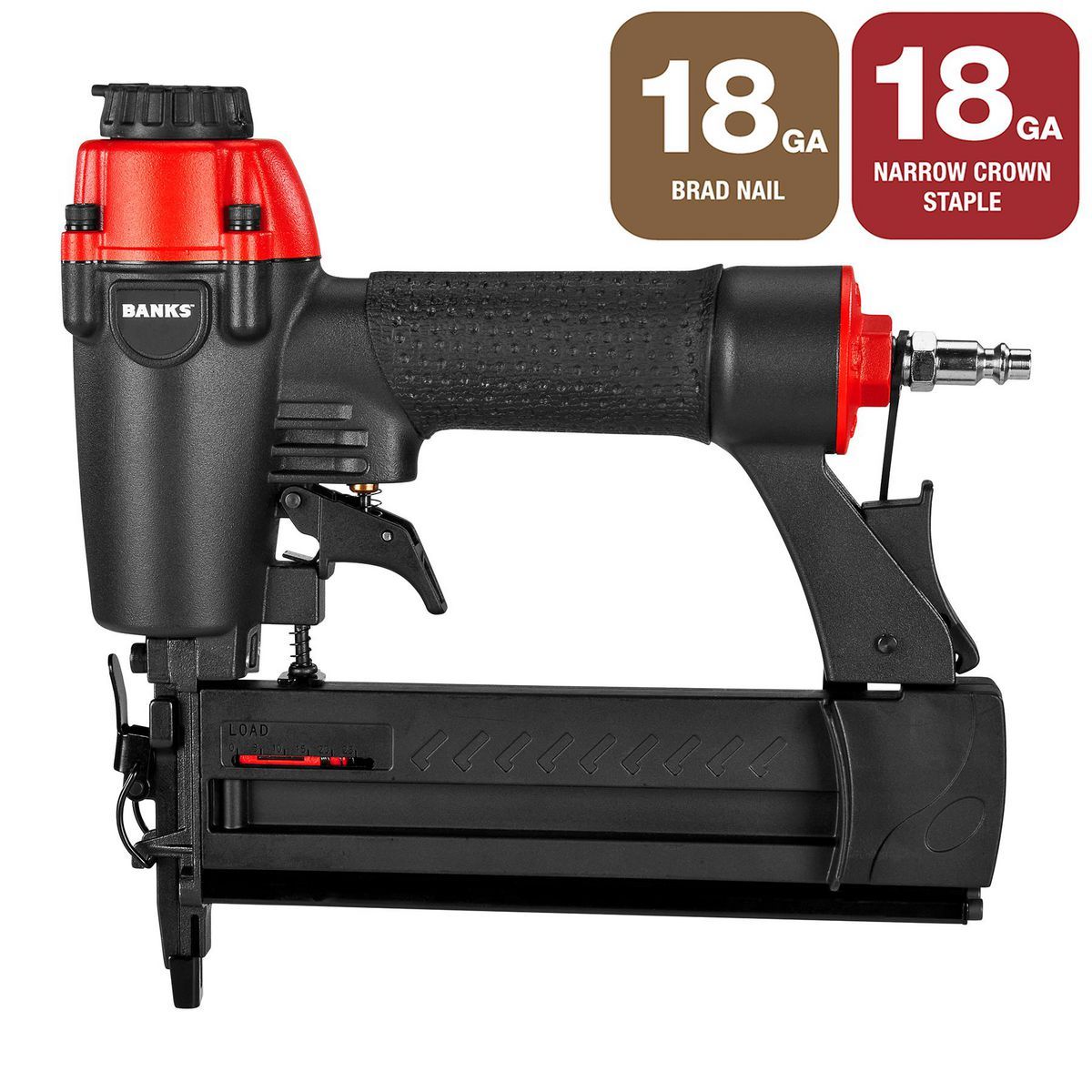 Banks 18 Gauge, 2 en 1 Clavadora de Brad y Grapadora de Corona Estrecha - 70922