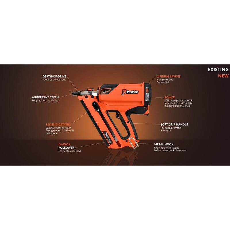 Paslode CF325XPRO 24 7.2-Volt Batería de Iones de Litio 3-1/4 in. Clavadora inalámbrica de encuadre de carga de tira de gas de 30 grados - 906800