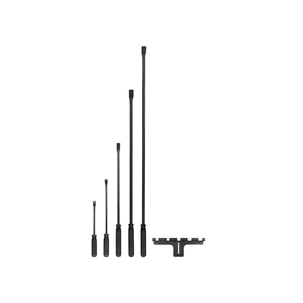 Tekton Angled End Handled Pry Bar Set with Wall Hanger, 5-Piece (12, 17, 25, 36, 45 in.) - LSQ96504