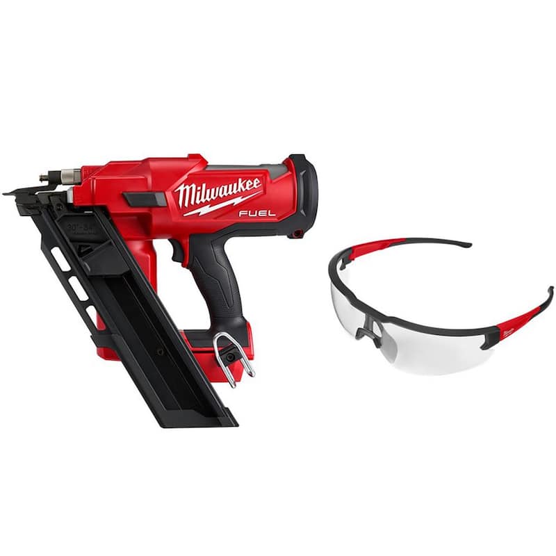 Milwaukee M18 FUEL Clavadora inalámbrica 18-Voltios 30 grados Brushless de 3-1/2 pulgadas con lentes de seguridad antiarañazos transparentes - 2745-20-48-73-2010