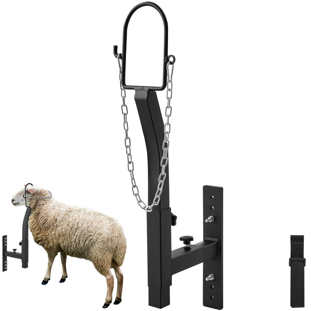 VEVOR Livestock Trimming Stand, Goat & Sheep Stand 9.37-12.8 inch Adjustable Height 0-5.4 inch Width, Metal Goat Milking and Shearing Stand Attachment Nose Loop Headpiece, Black - SCXJJHSWTMFFW86ZUV0