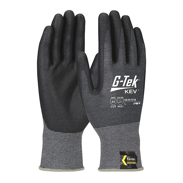 Guantes Recubiertos Pip Resistentes a Cortes, Nivel de Corte A3, Negro/Gris, XL - 09-K1618/XL
