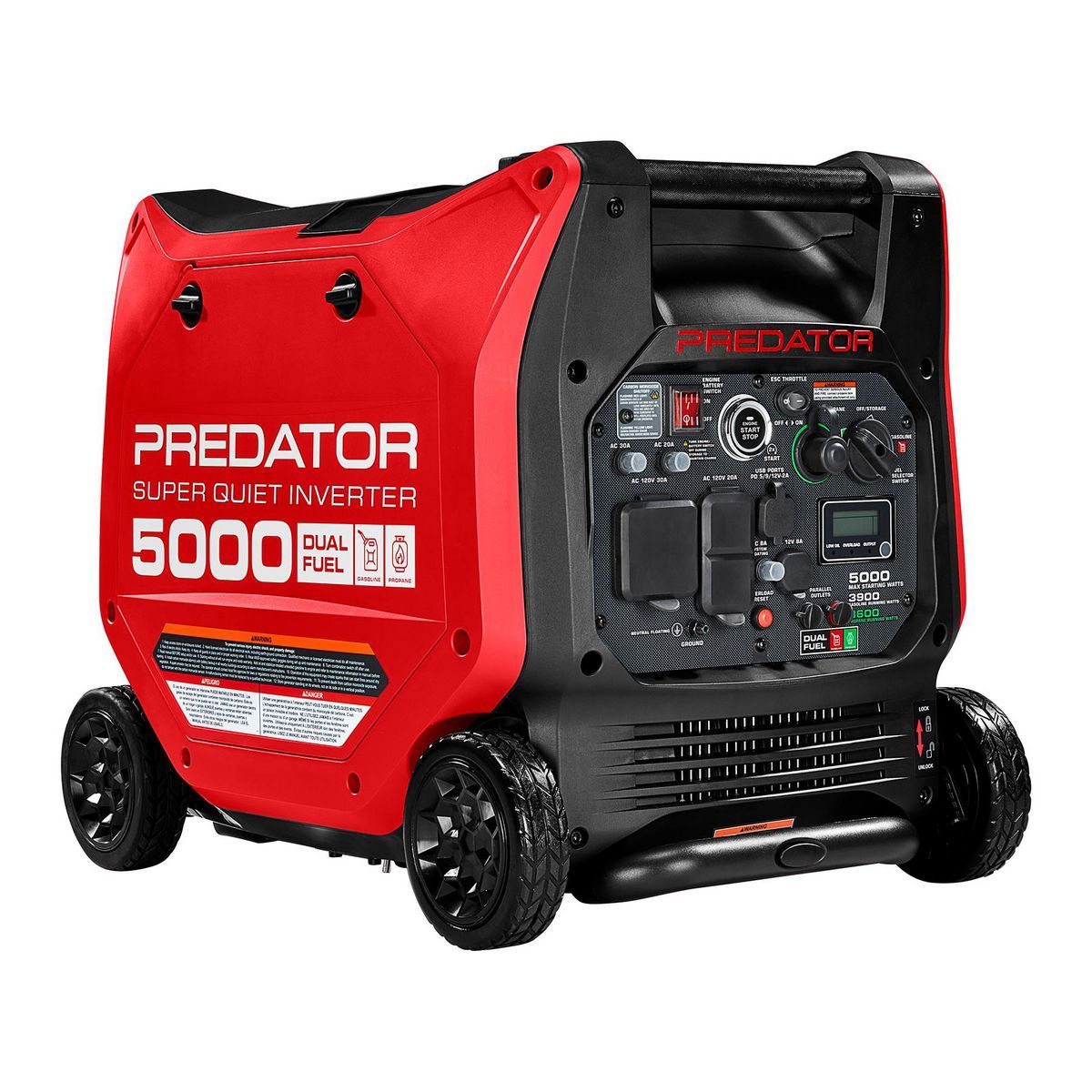Generador Inverter Predator de 5000 vatios de doble combustible MUY SILENCIOSO con arranque remoto y tecnología CO SECURE, EPA - 71367