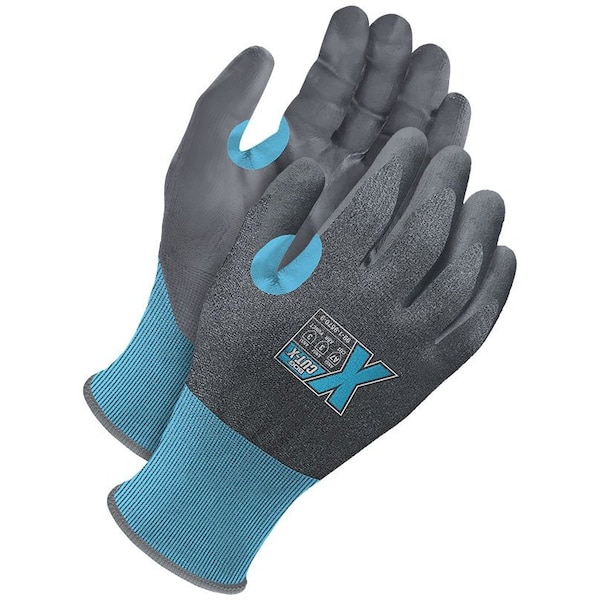 Guantes recubiertos de nitrilo Bdg, Nivel de corte A7, calibre 21, azul/gris, S - 99-1-9570-7