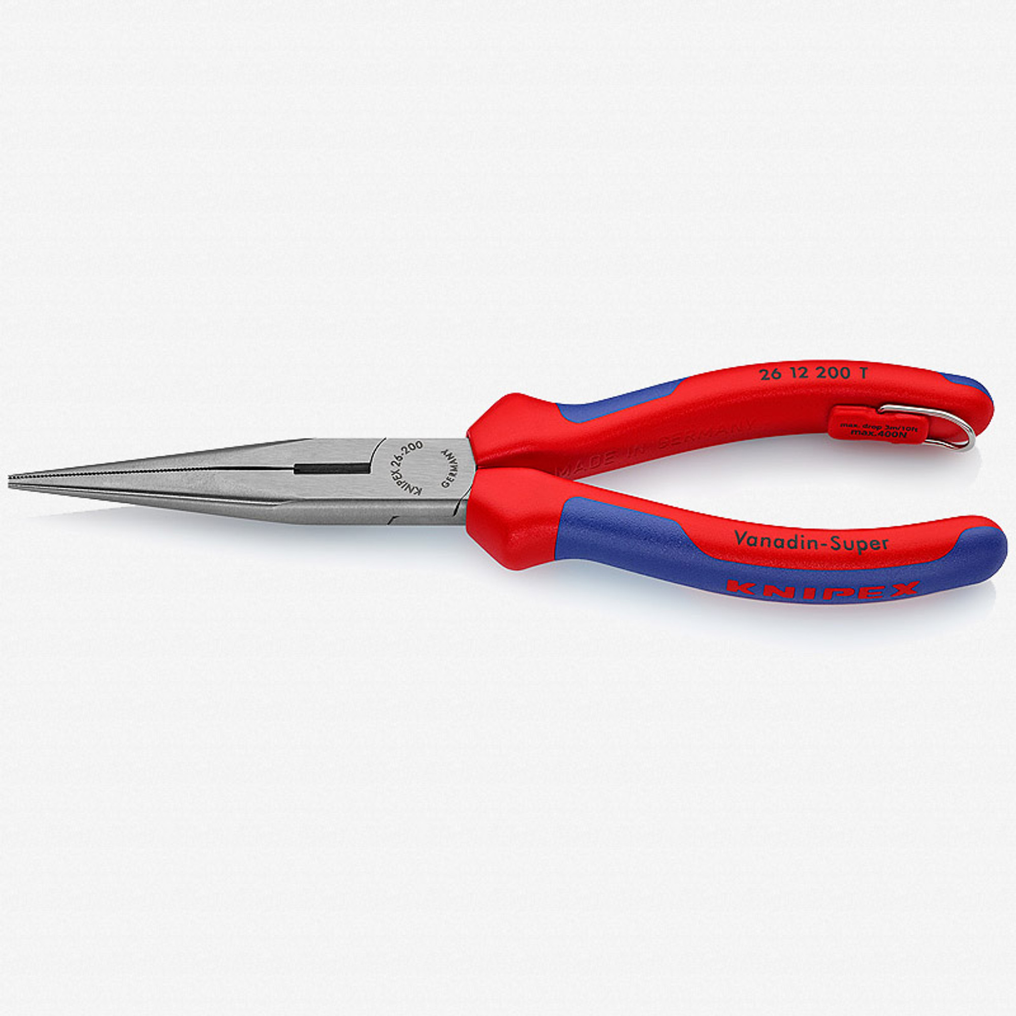 Knipex 8" Snipe Nose Side Cutting Pliers (Stork Beak Pliers) - MultiGrip Tethered Attachment