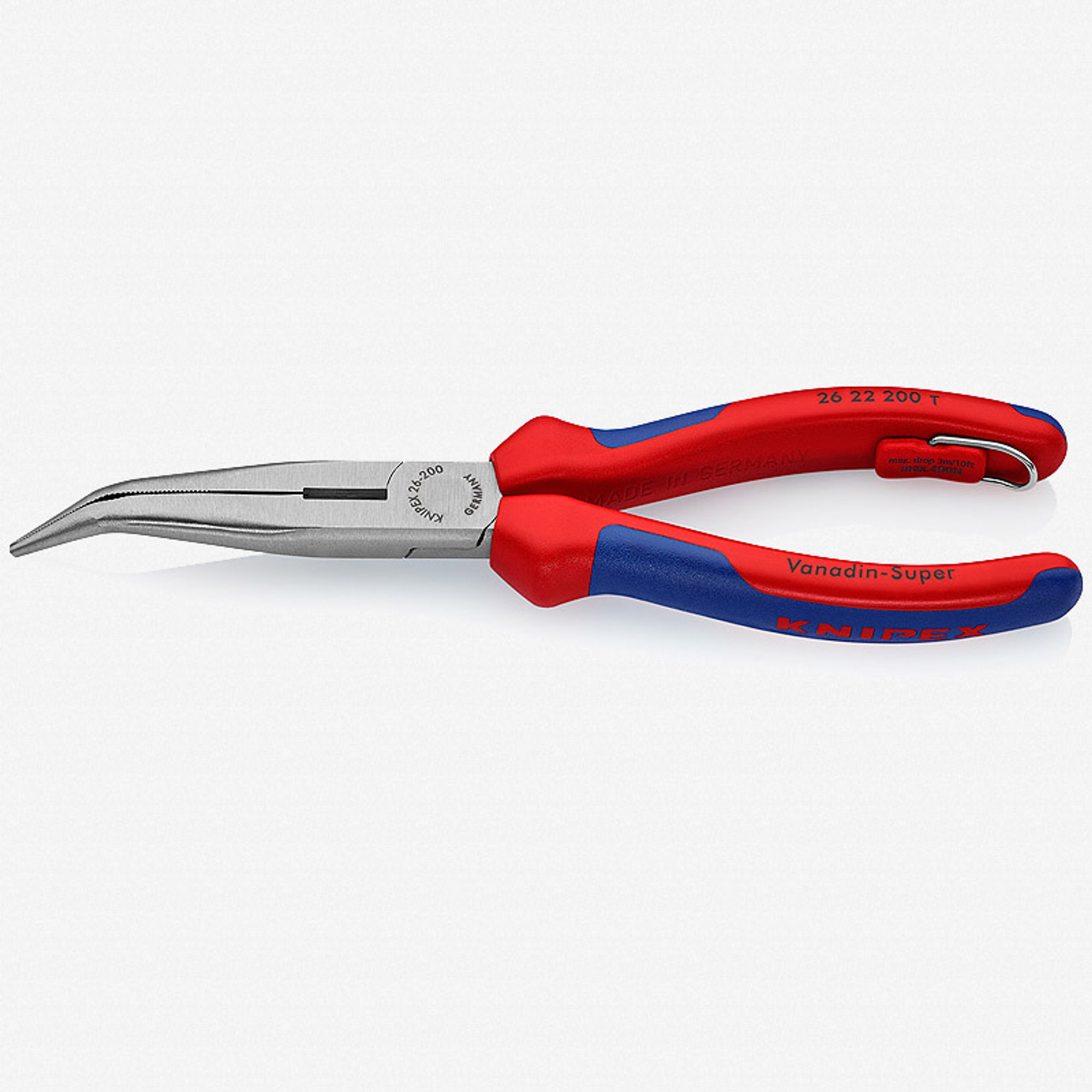 Knipex 8" Chain Nose Side Cutting Pliers (Stork Beak Pliers) - MultiGrip Tethered Attachment