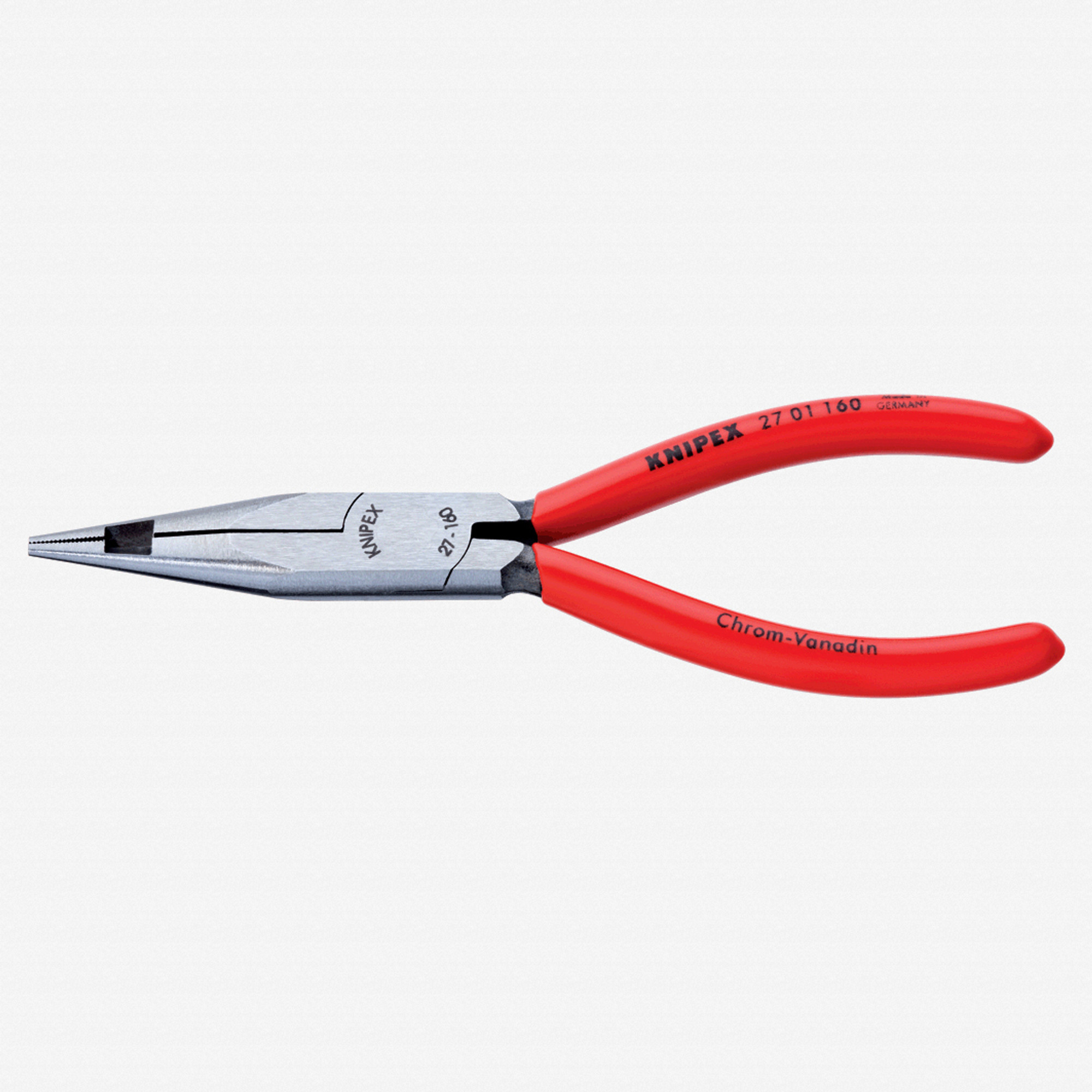Knipex 6.3" Snipe Nose Pliers with center cutter - Plastic Grip