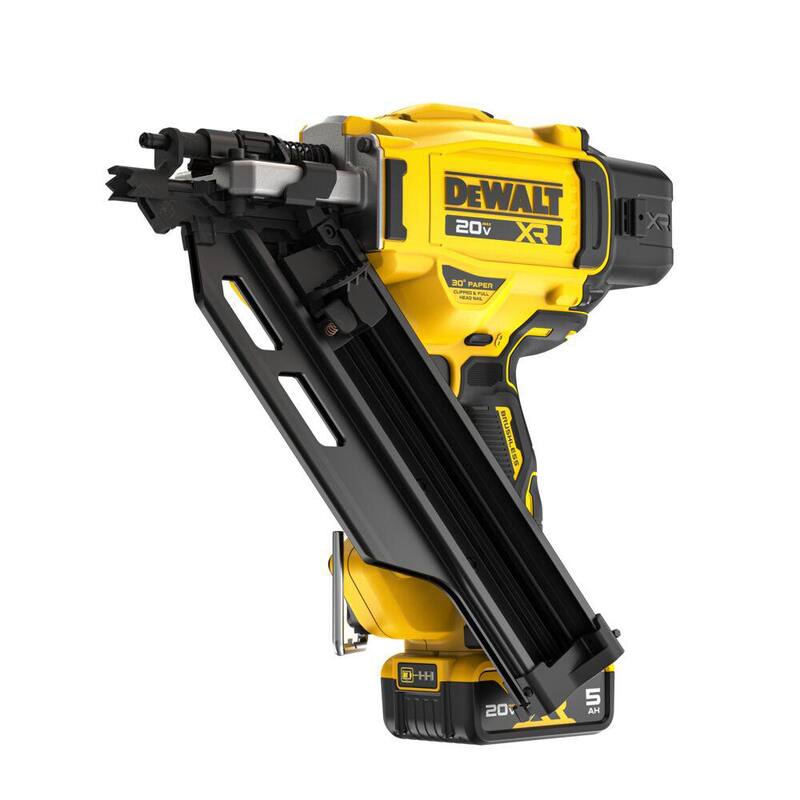 DEWALT 20-Volt 30° Clavadora de Armazón Inalámbrica con Kit de Batería de iones de litio de 5.0 Ah y Cargador - DCN930P1