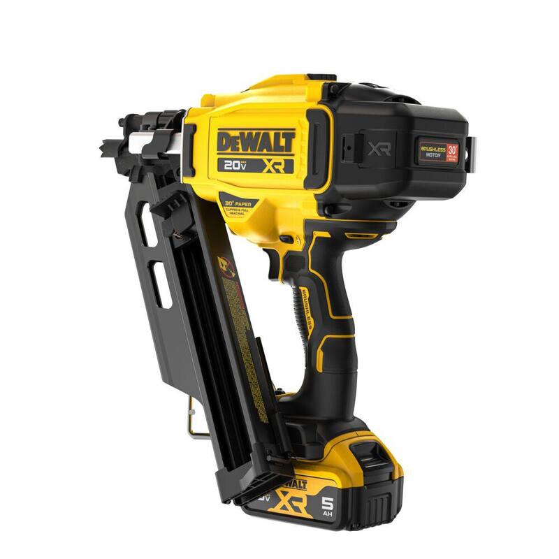 DEWALT 20-Volt 30° Clavadora de Armazón Inalámbrica con Kit de Batería de iones de litio de 5.0 Ah y Cargador - DCN930P1