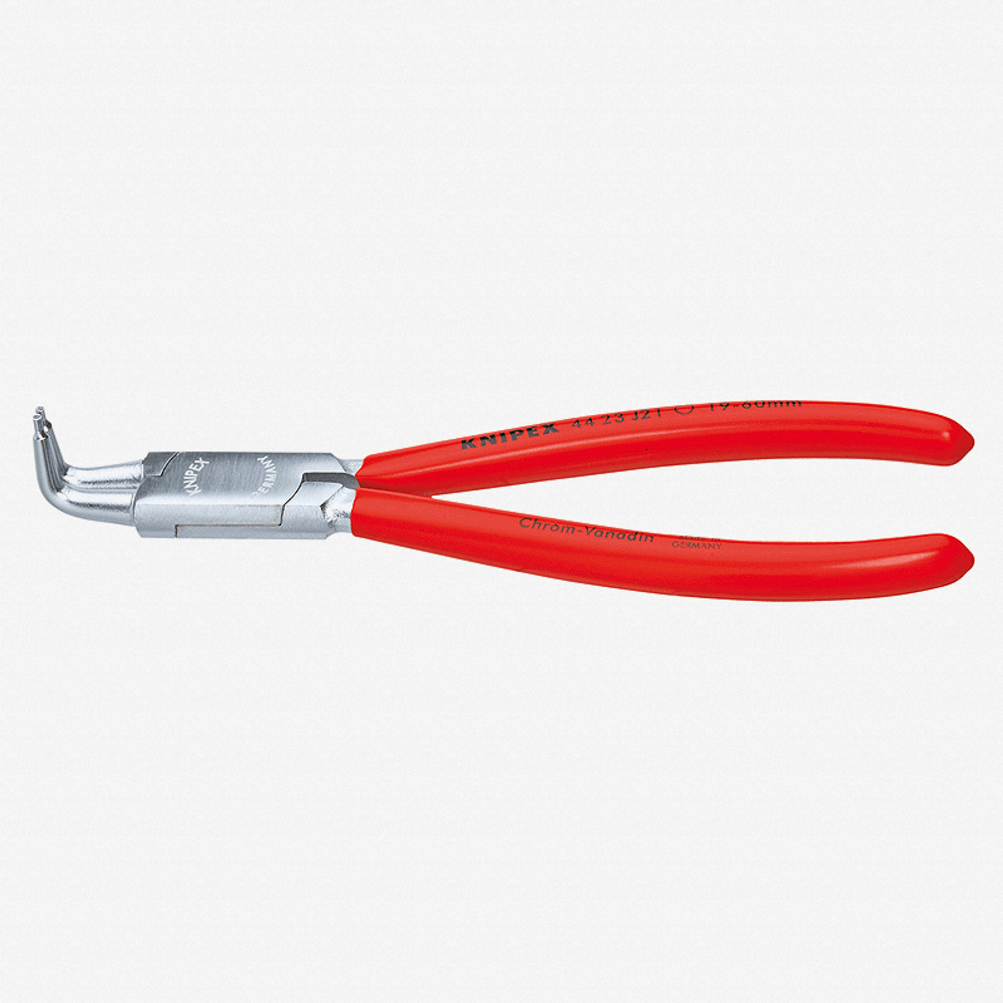 Knipex 90 Degree Angled Tip Internal Circlip Pliers 40-100 mm dia - Chrome w/ Plastic Grip