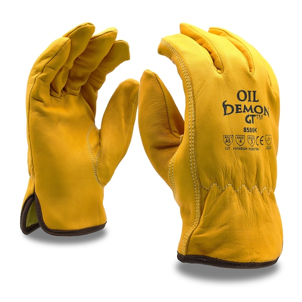 Controlador de Cordova, piel de cabra, aceite Demon GT, Premium, Grano, Guantes cortados A5, L, paquete de 12 unidades - 8586KL