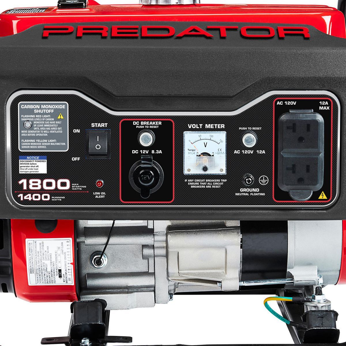 Generador portátil de gas Predator de 1800 vatios con tecnología CO SECURE, EPA - 71341
