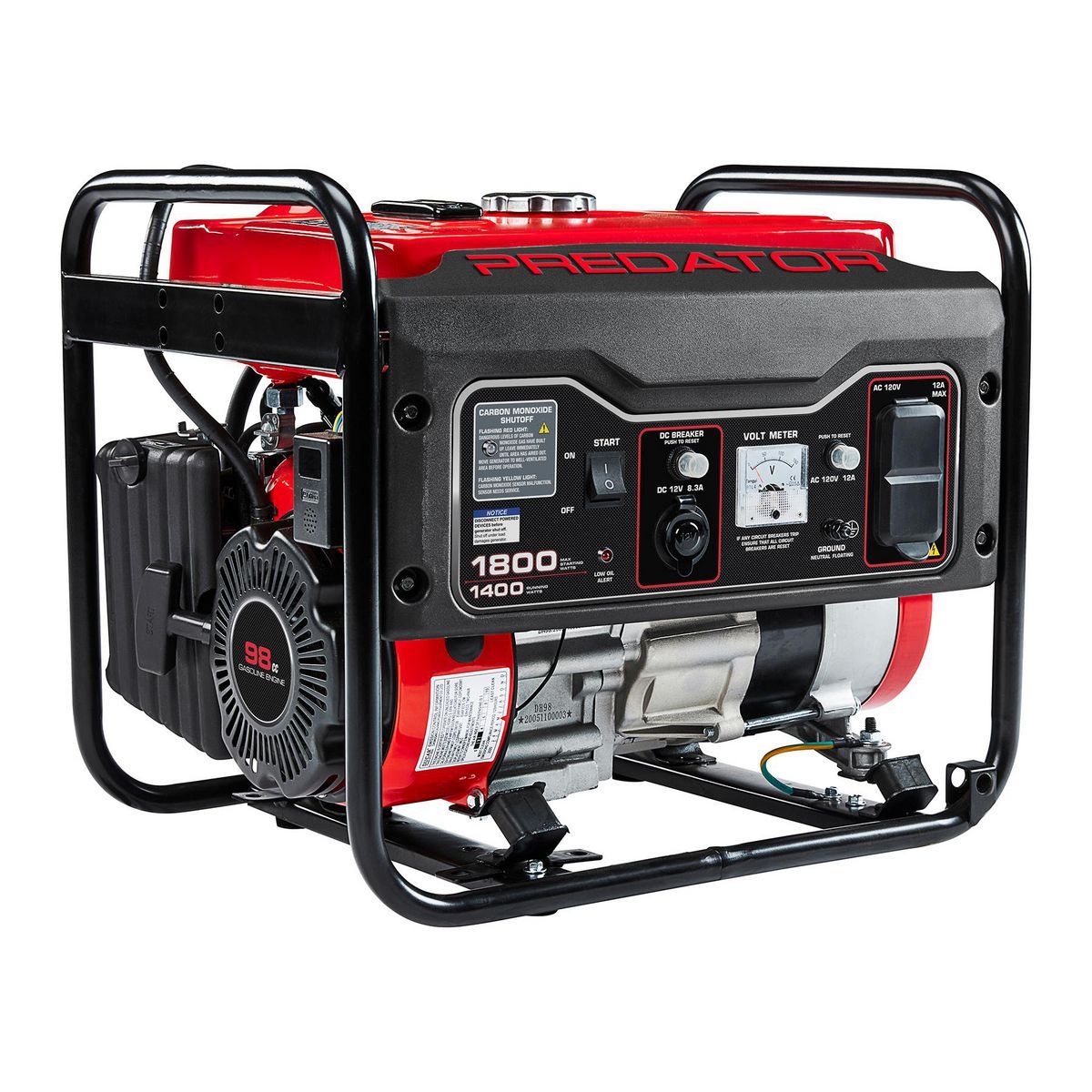 Generador portátil de gas Predator de 1800 vatios con tecnología CO SECURE, EPA - 71341