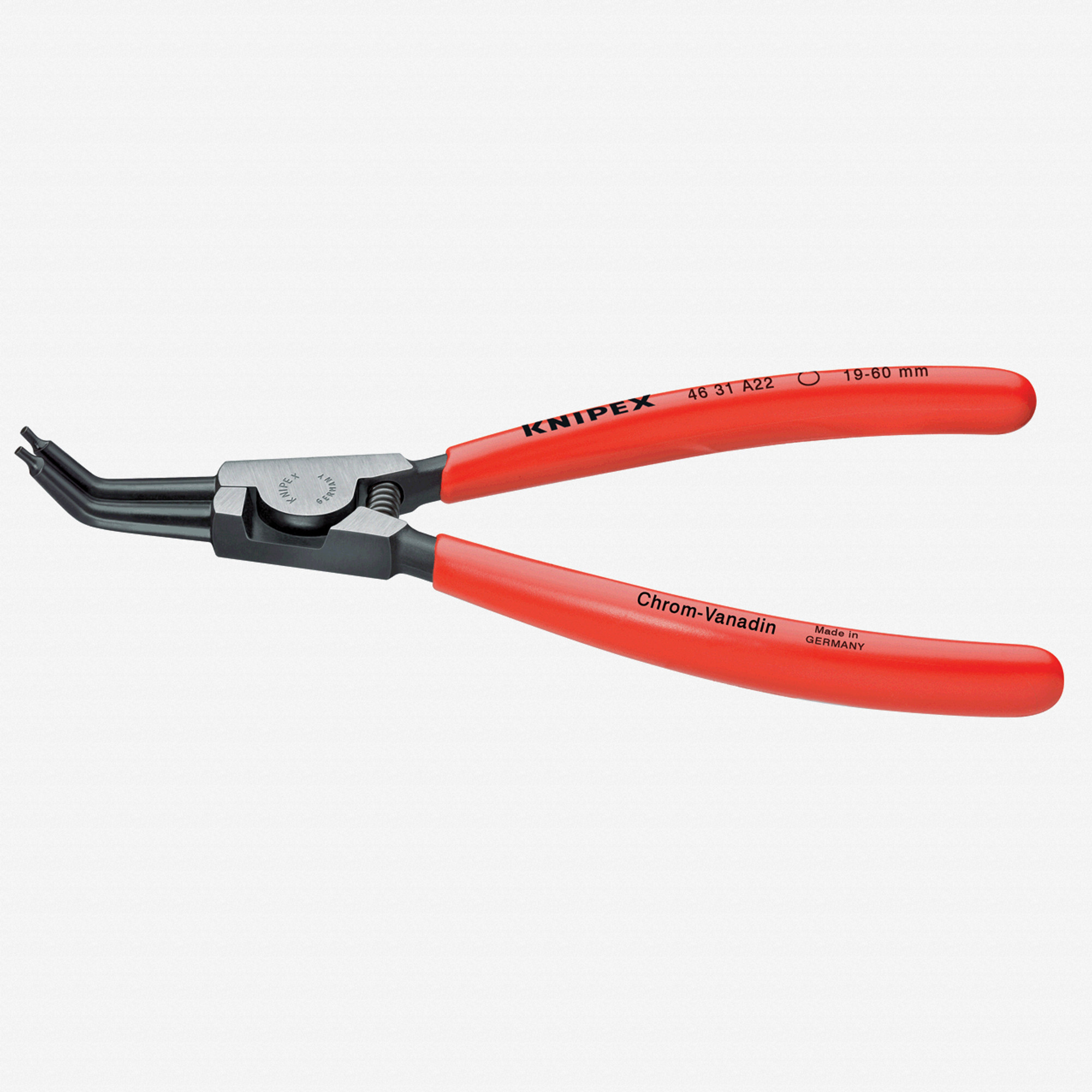 Knipex 45 Degree Angled Tip External Circlip Pliers 10-25 mm dia - Plastic Grip