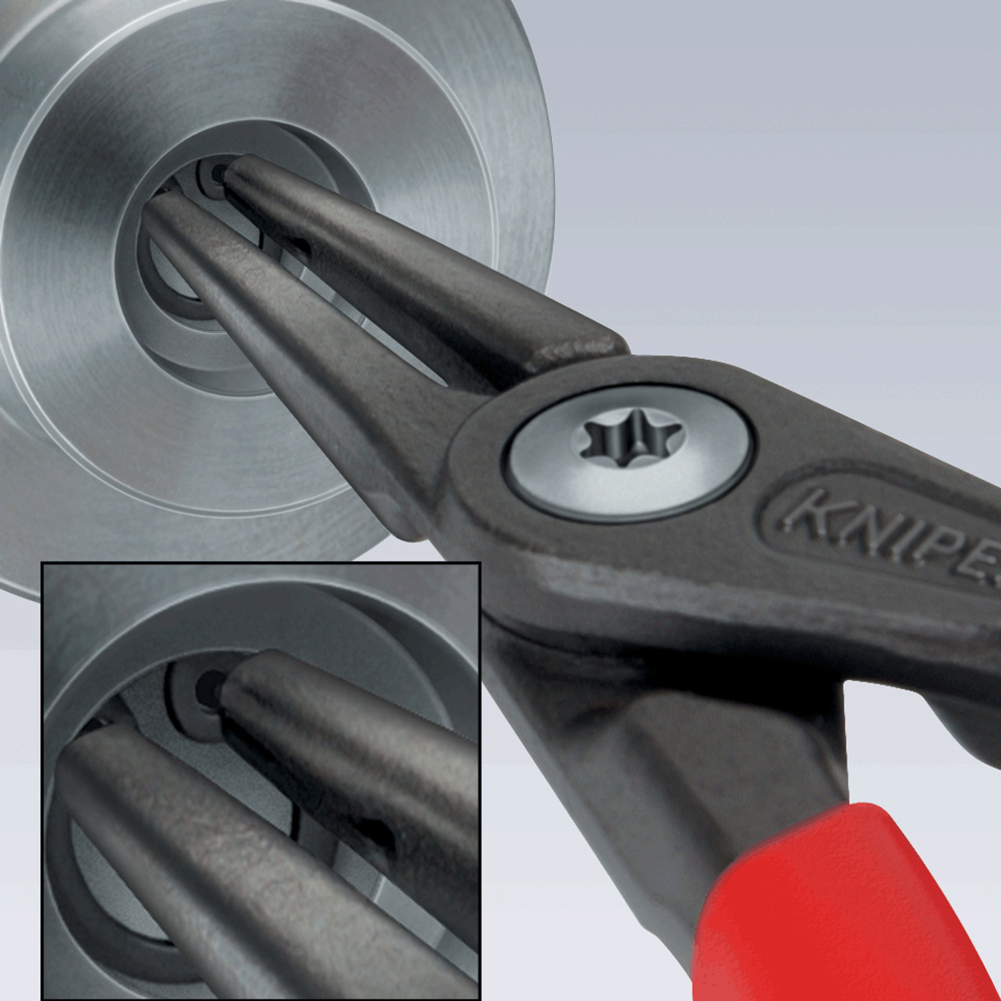 Knipex Precision Straight Tip Internal Circlip Pliers 8-13 mm dia - Plastic Grip