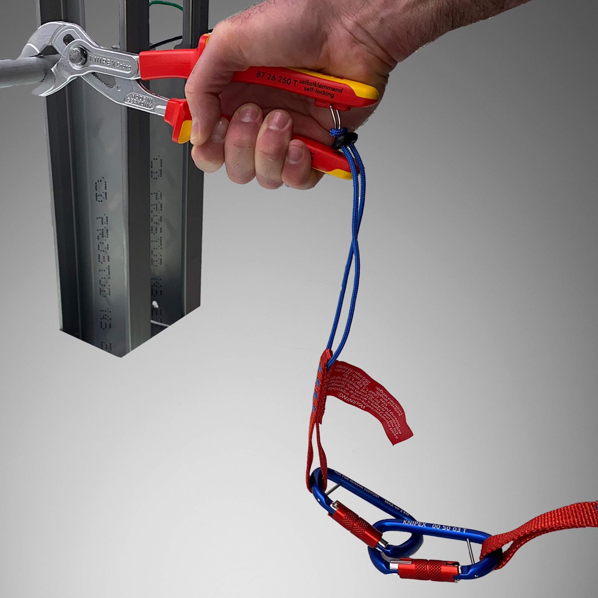 Knipex Insulated VDE Cobra QuickSet Pliers with Chrome Finish, 10" - Tethered Attachment