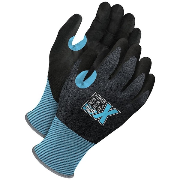 Guantes recubiertos de PU Bdg, Nivel de corte A7, 21 ga, Negro/Azul, M - 99-1-9571-8.