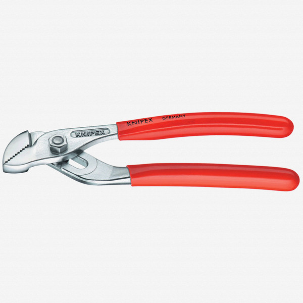 Knipex 5" Mini Water Pump Pliers with tongue and groove joint - Chrome w/ Plastic Grip