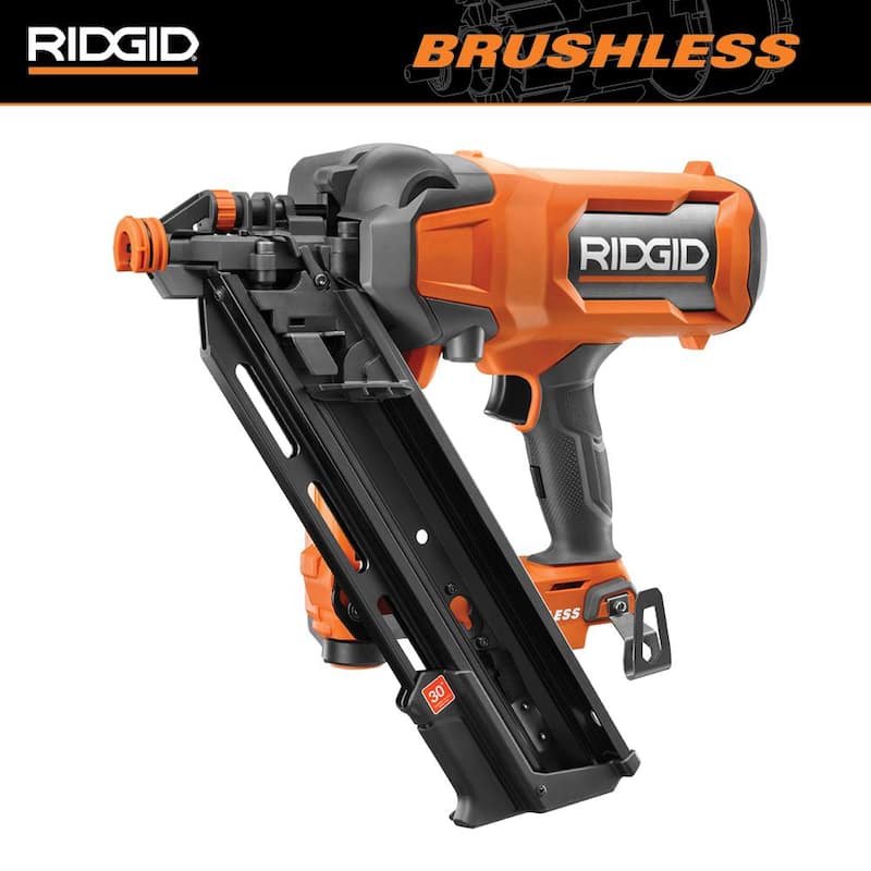 Clavadora inalámbrica sin escobillas RIDGID de 18V de 30 grados y 3-1/2 pulgadas (solo la herramienta) - R09895B