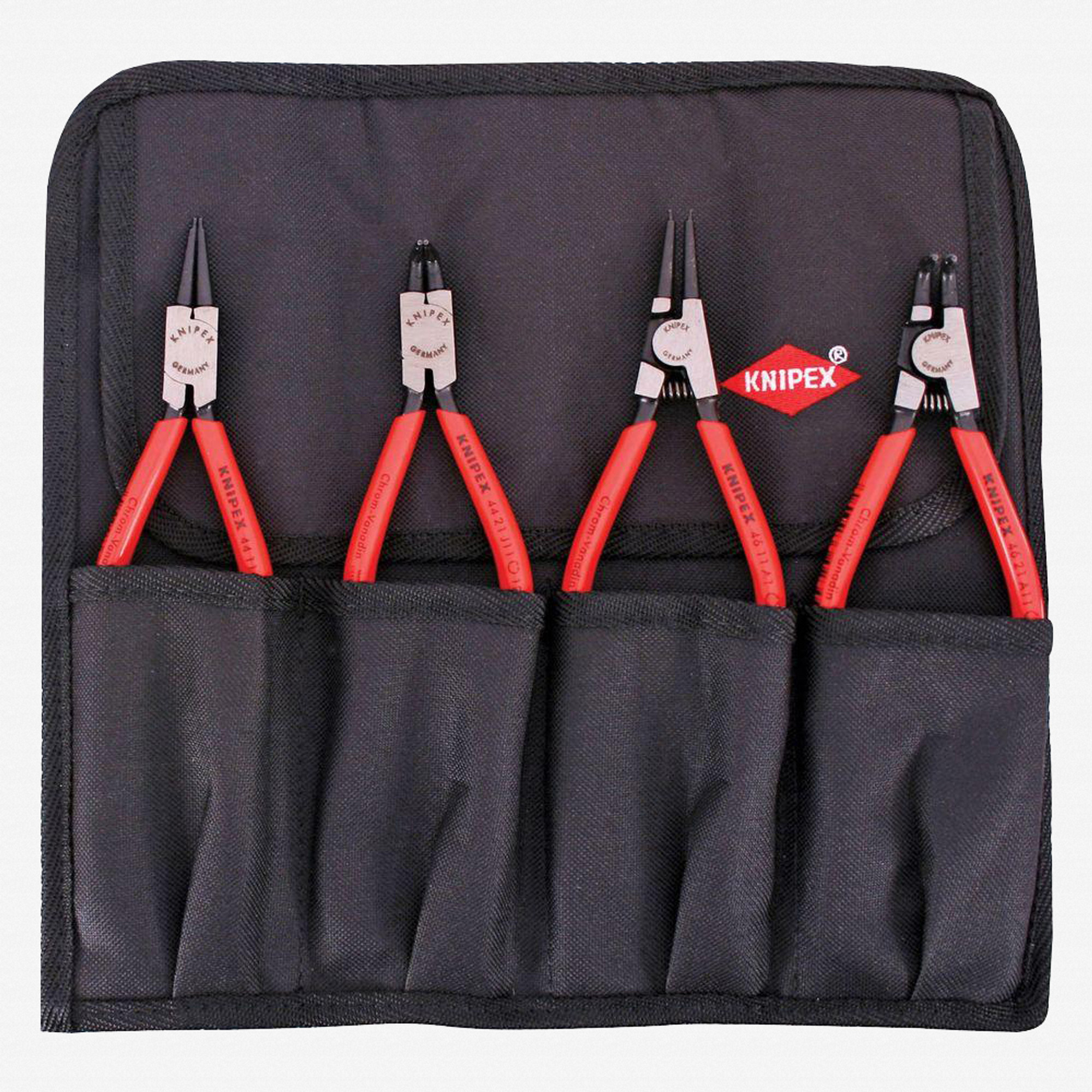 Knipex 4 Piece Circlip Pliers Set in Pouch - Straight and 90 Degree