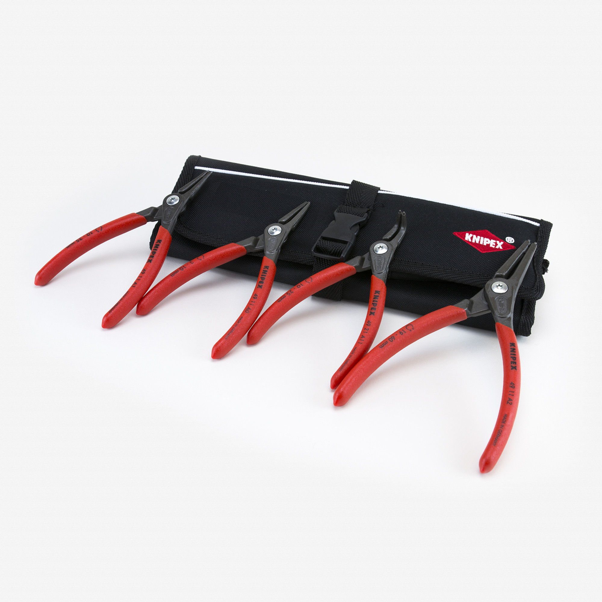 Knipex 4 Piece Precision External Circlip Pliers Set in Pouch - Straight and 90 Degree