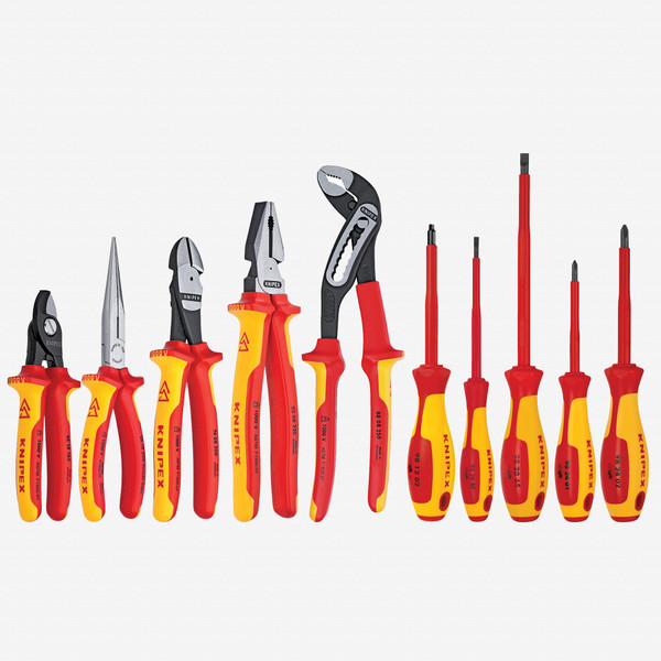 Knipex 10 Piece Pliers / Screwdriver Tool Set - 1,000V Insulated, Hard Case, w/Combination Pliers