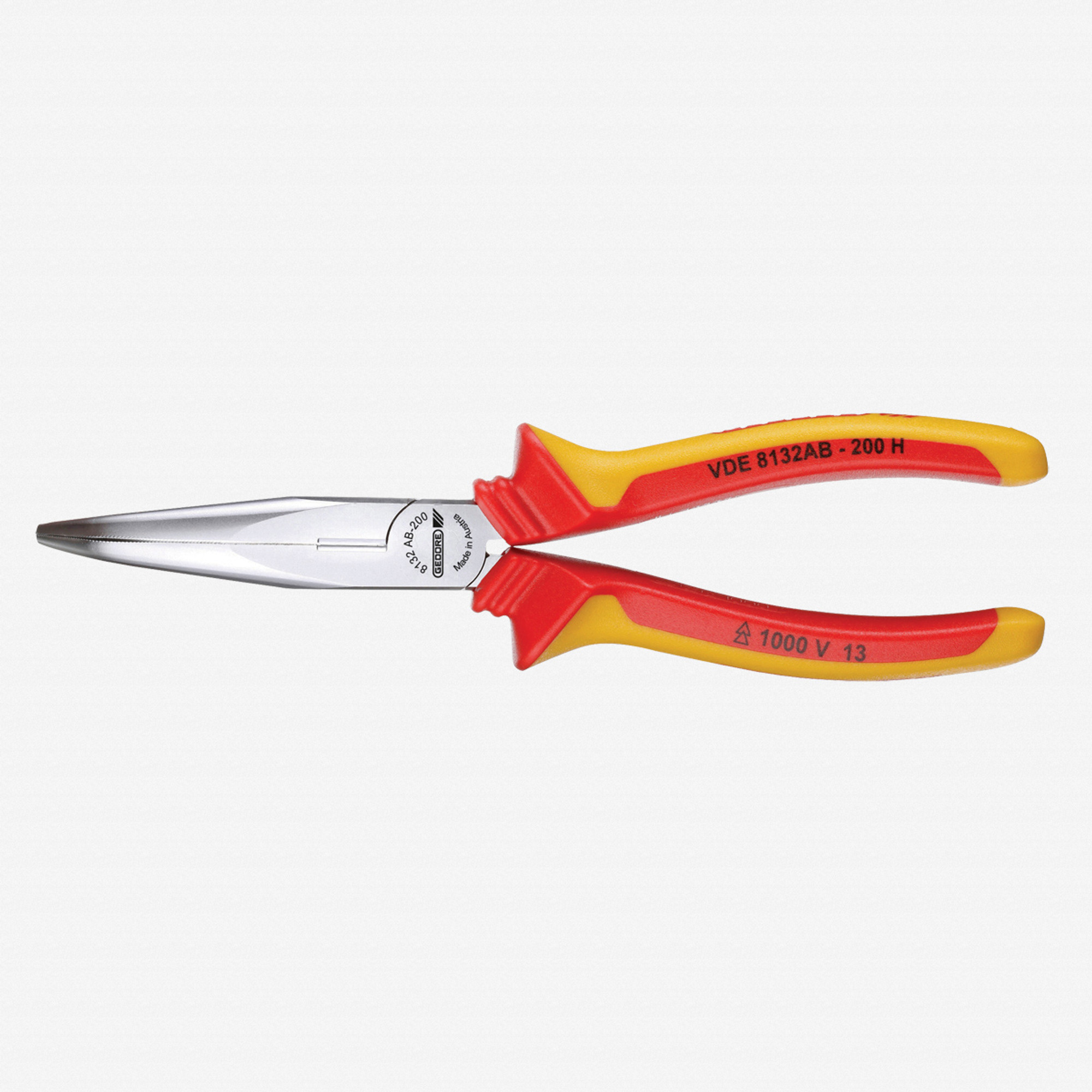 Gedore VDE 8132 AB-160 H VDE Bent nose telephone pliers with VDE insulating sleeves 160 mm