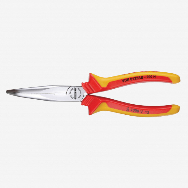 Gedore VDE 8132 AB-200 H VDE Bent nose telephone pliers with VDE insulating sleeves 200 mm