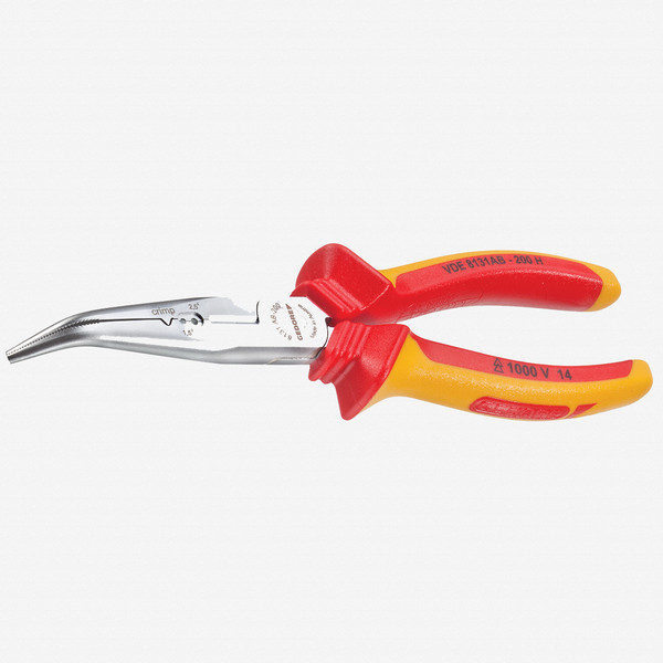 Gedore VDE 8131 AB-200 H VDE Bent nose telephone pliers with VDE insulating sleeves 200 mm