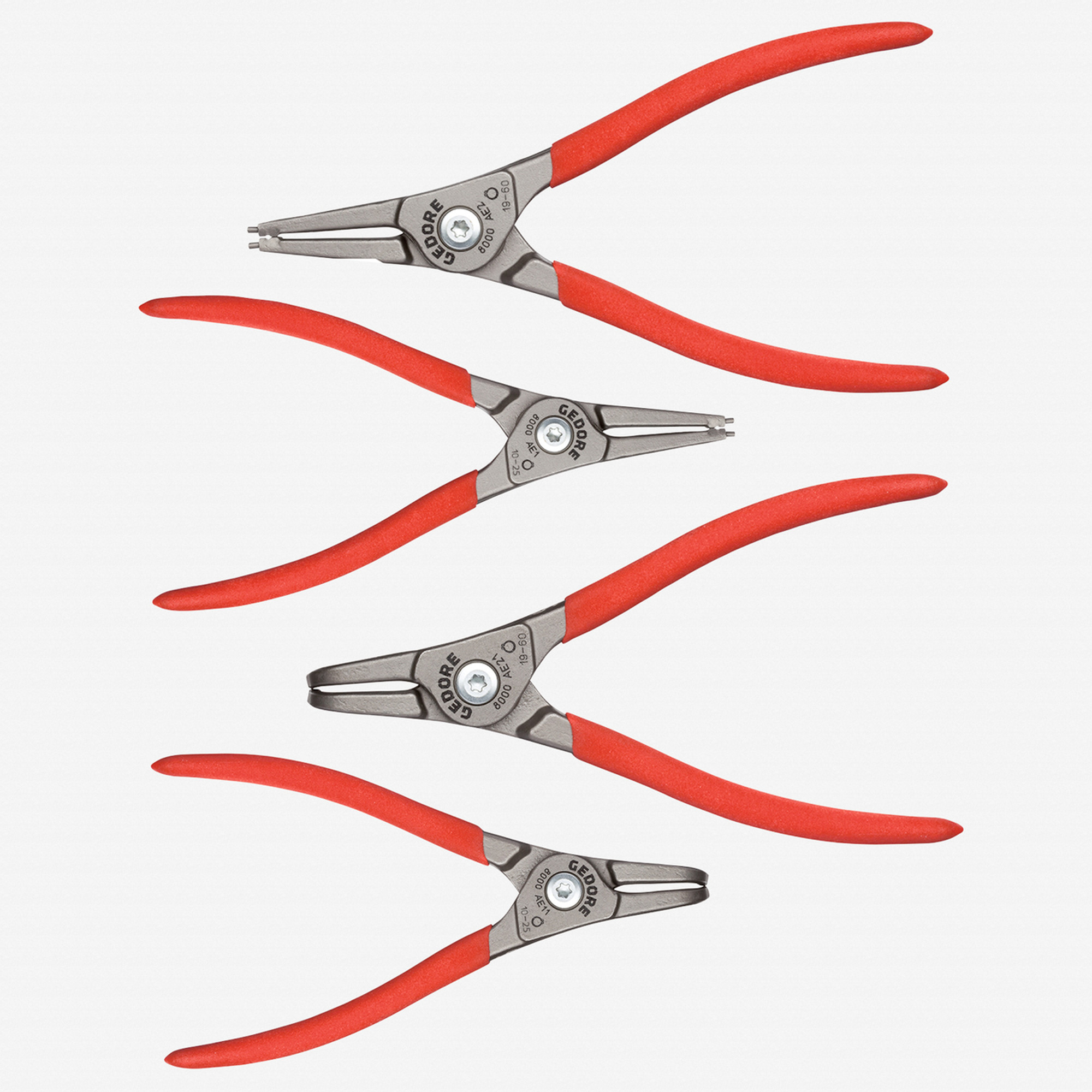 Gedore S 8000 AE Set of Circlip Pliers, for External Safety Rings, 4 pcs