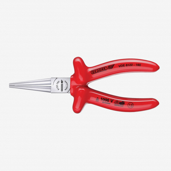 Gedore VDE 8122-160 VDE Round nose pliers with VDE dipped insulation