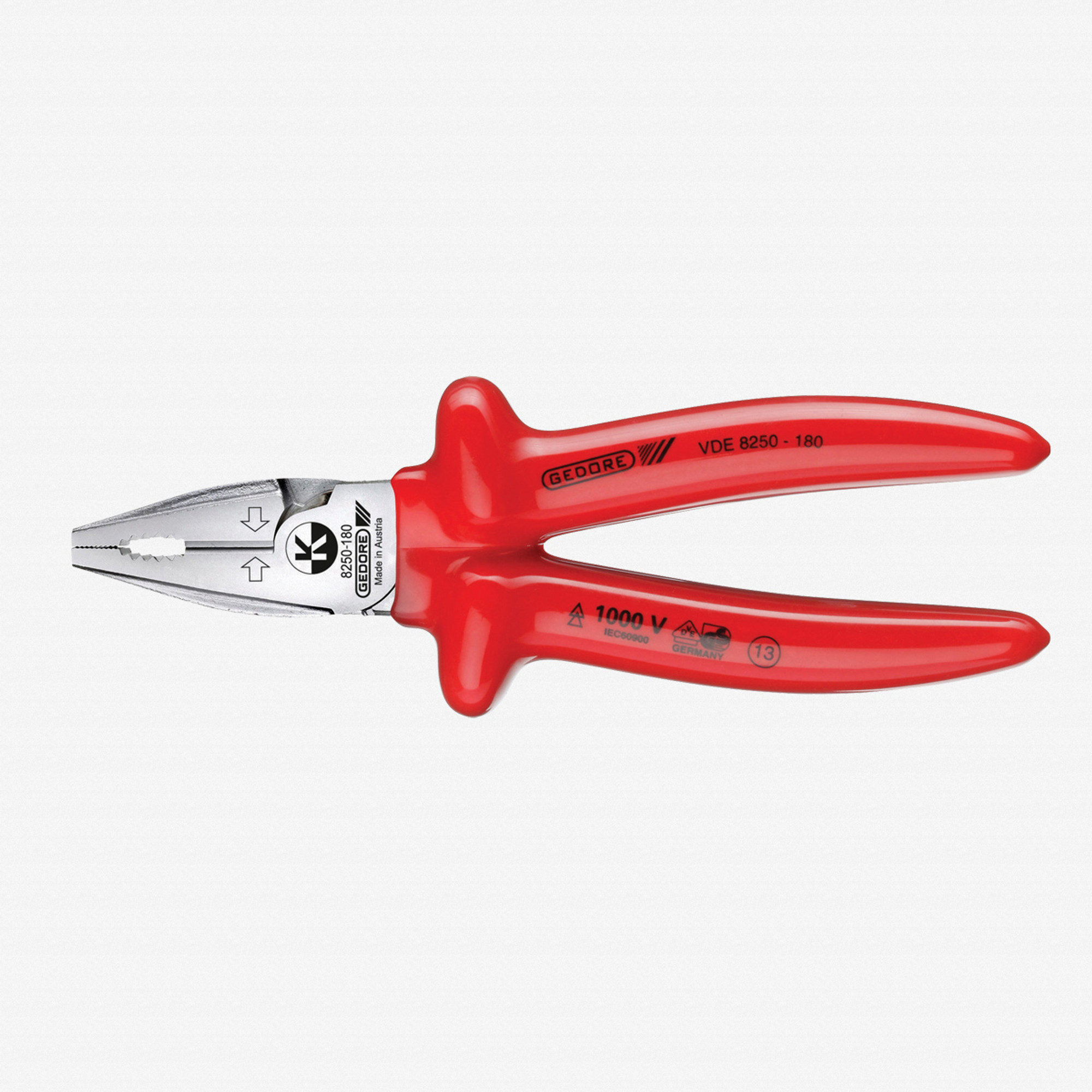 Gedore VDE 8250-200 VDE Heavy duty combination pliers with VDE dipped insulation 200 mm