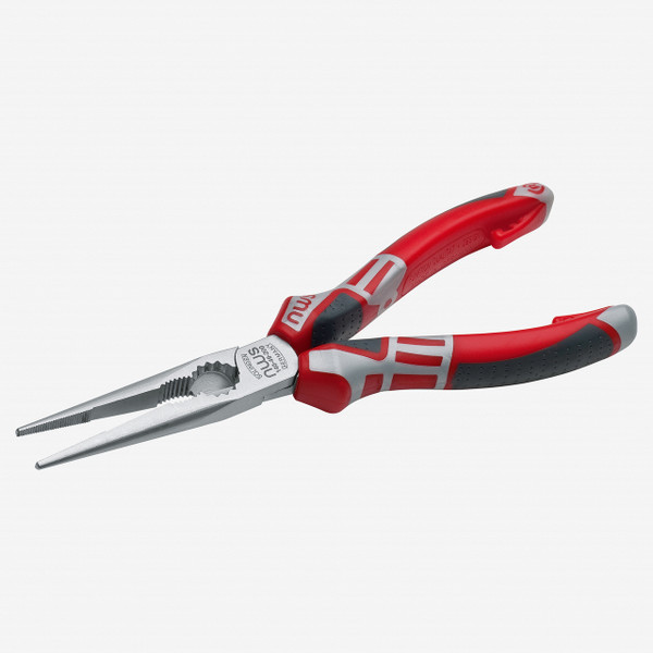 NWS 8" Chain Nose Pliers (Radio Pliers) - Matte Chromium - SoftGripp, Tethered Attachment