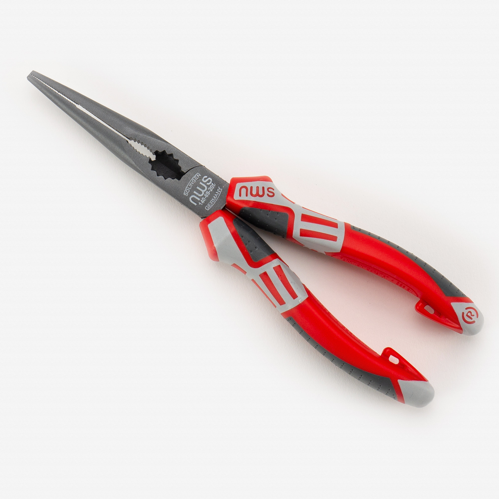 NWS 8" Chain Nose Pliers (Radio Pliers) - TitanFinish - SoftGripp, Tethered Attachment