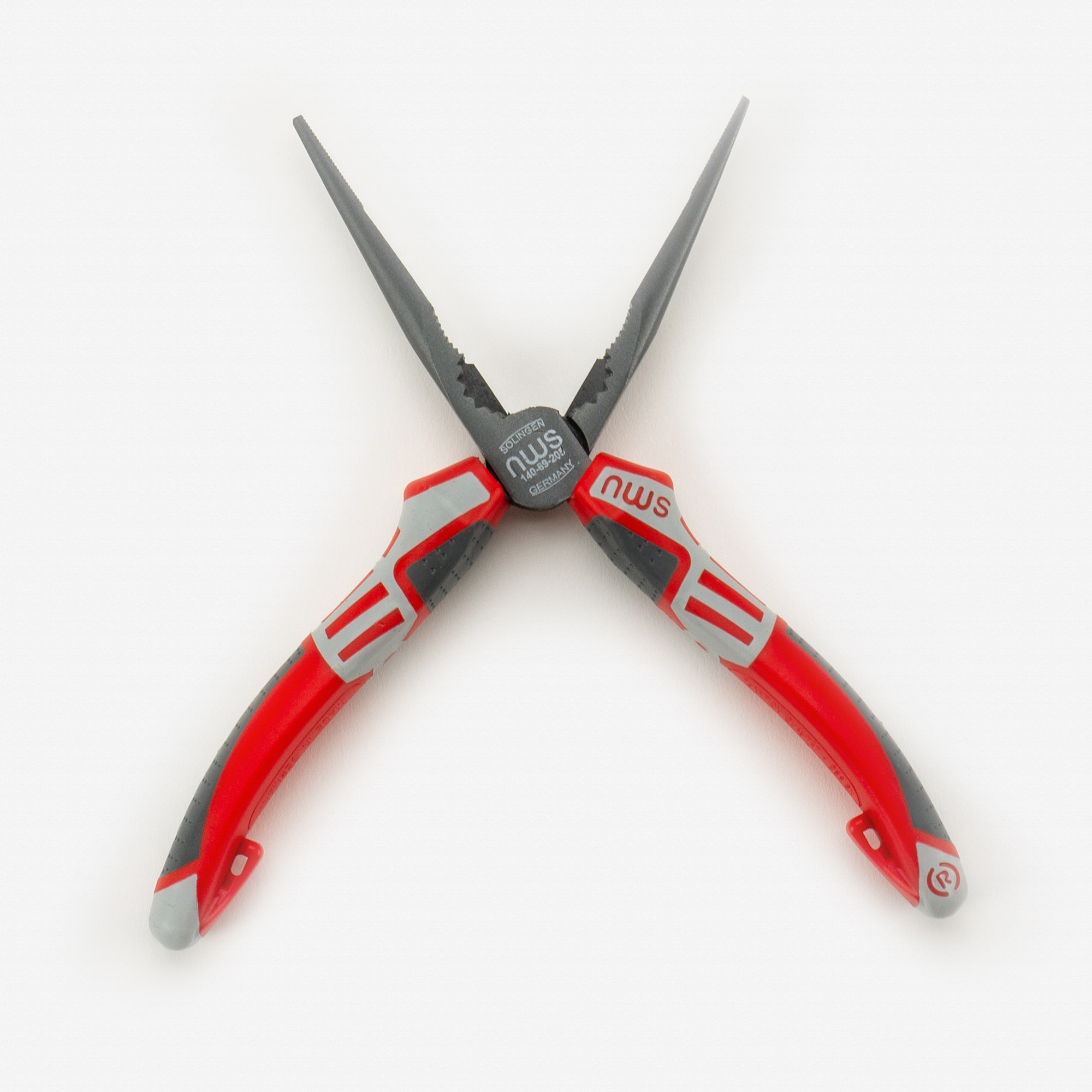 NWS 8" Chain Nose Pliers (Radio Pliers) - TitanFinish - SoftGripp, Tethered Attachment