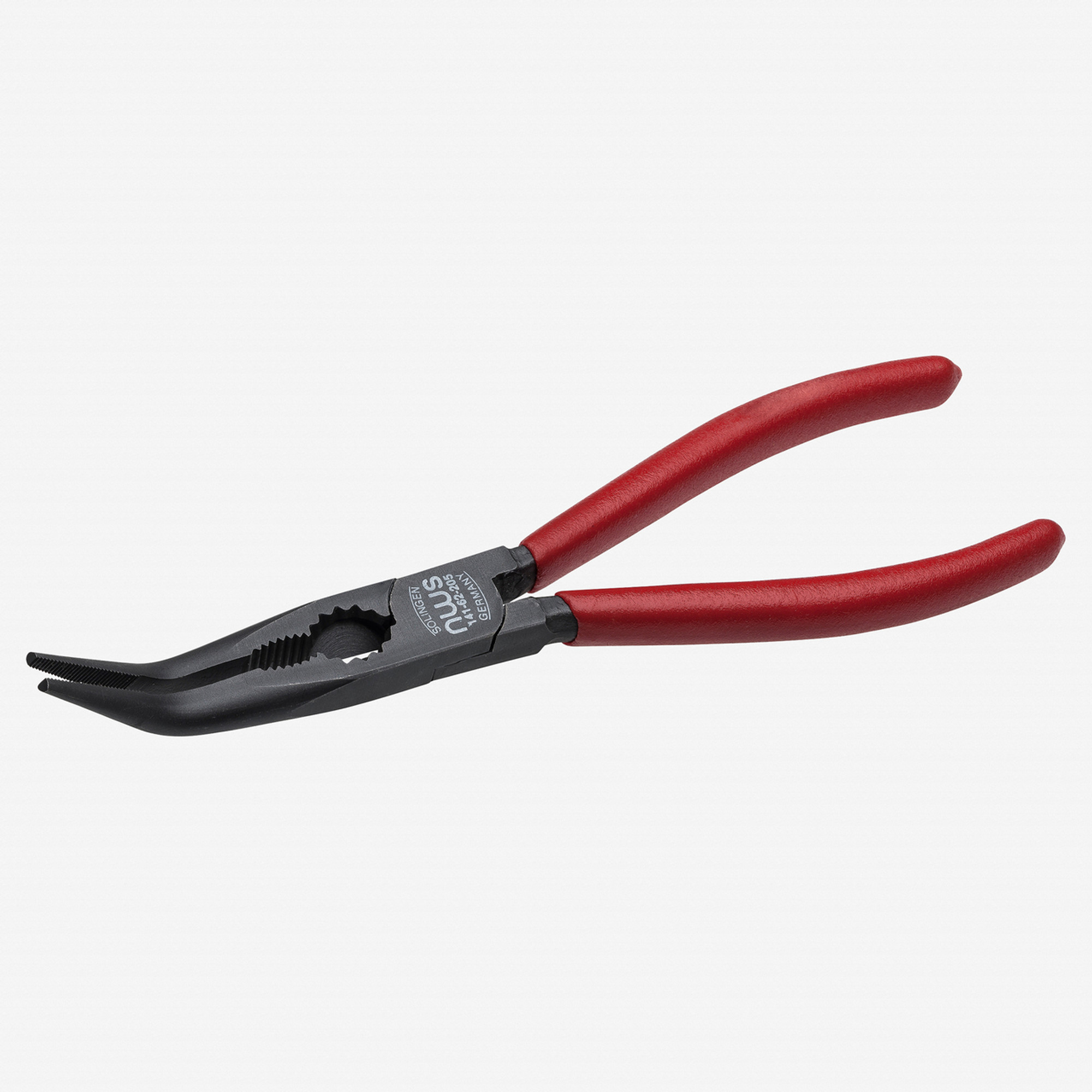 NWS 6.75" Chain Nose Pliers (Radio Pliers), angled 45 deg - TitanFinish - Plastic Grip