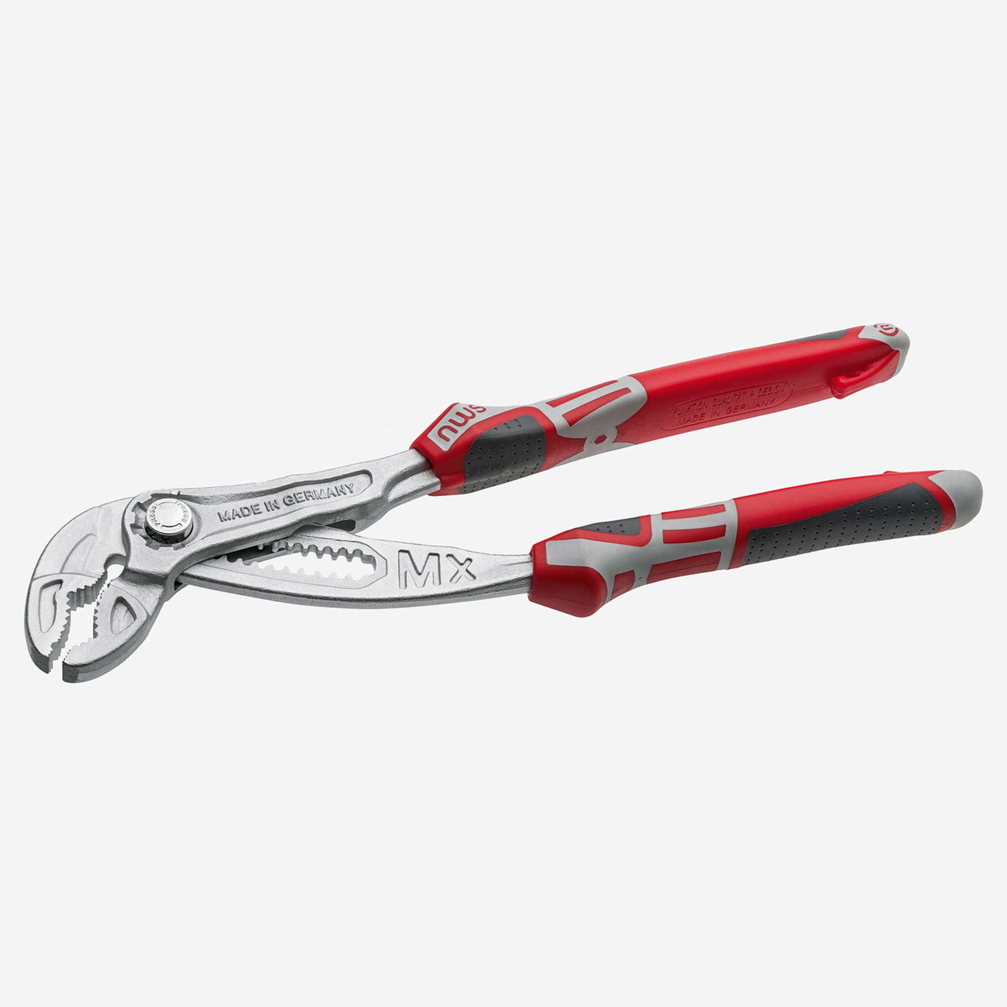 NWS 10" Waterpump Pliers Maxi Mx - Matte Chromium - SoftGripp, Tethered Attachment