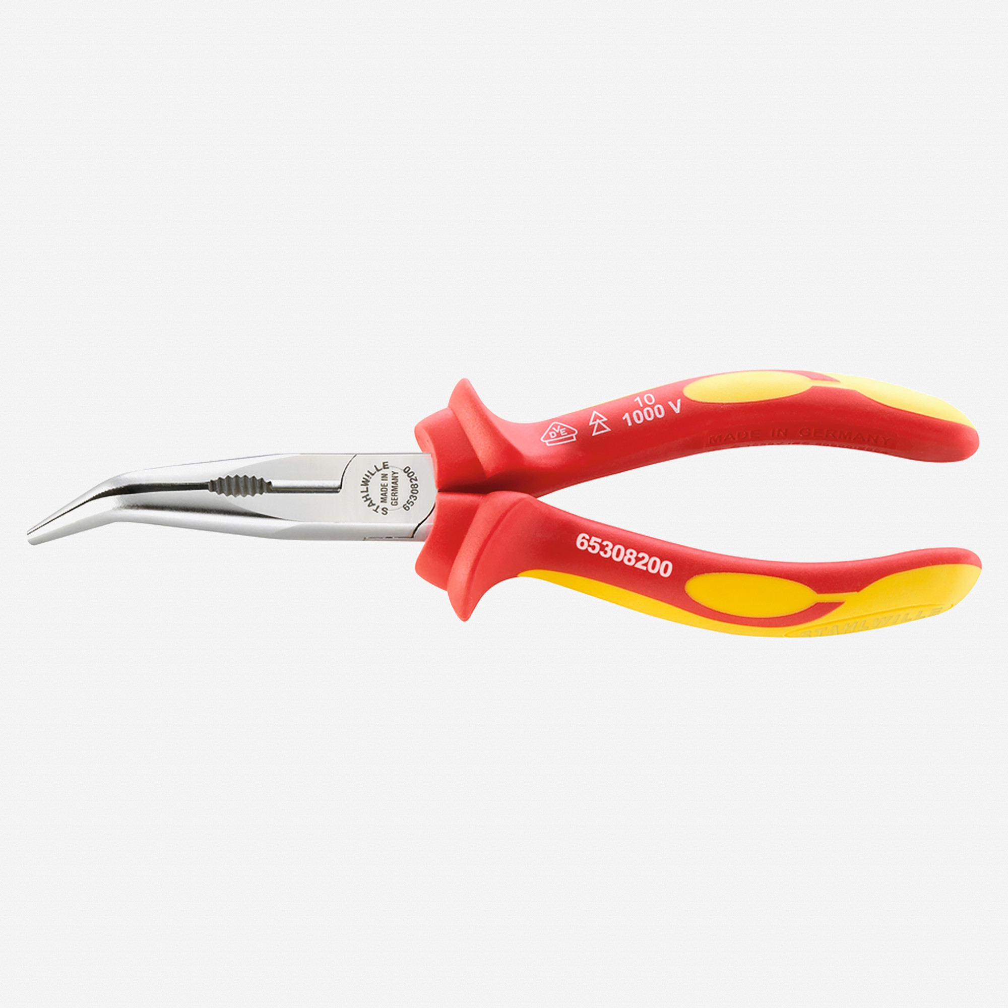 Stahlwille 6530 VDE Bent Snipe Nose Pliers with Cutter, 200 mm