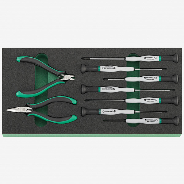 Stahlwille TCS 7 821/9 Electronics Screwdriver and Pliers Set in Foam Inlay, 10 Pieces