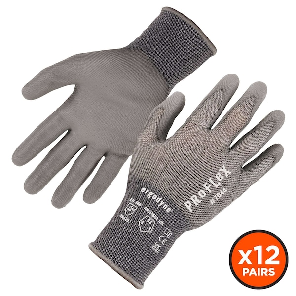 Proflex de Ergodyne ANSI A4 Guantes recubiertos de PU CR, 12 pares, gris, talla XL - 7044-12PR