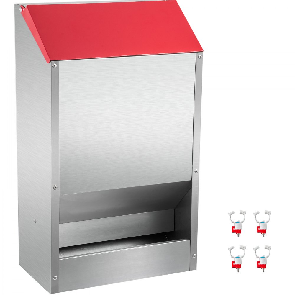 VEVOR Galvanized Poultry Feeder Holds 50lbs of Feed Chicken Feeders No Waste 13.8x11x25.6in Hanging Chicken Feeder with Lid Weatherproof Outdoor Coop Food Dispenser Tilted lid - JQWSQ50BFXDGXM001V0