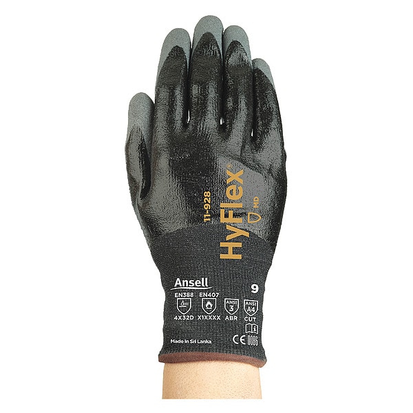 Guantes recubiertos resistentes a cortes Ansell, nivel de corte A4, calibre 15, color gris, XL (10) - 11-928.
