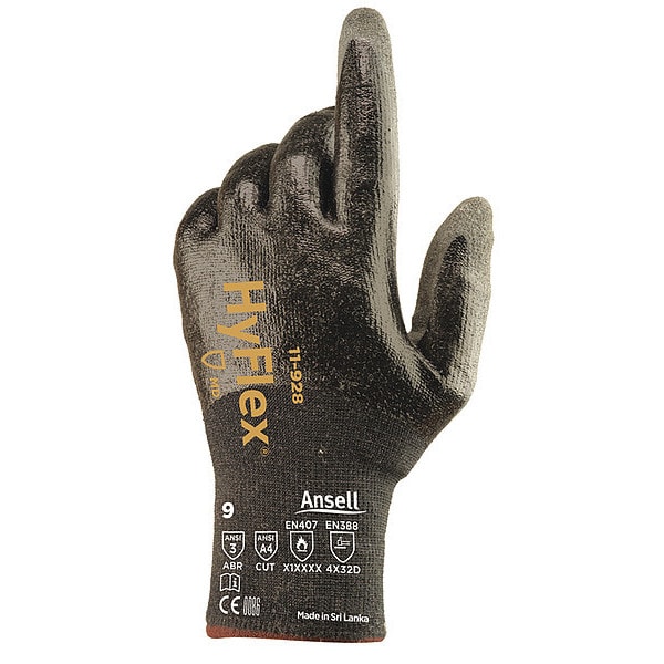Guantes recubiertos resistentes a cortes Ansell, nivel de corte A4, calibre 15, color gris, XL (10) - 11-928.