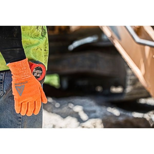 Guantes recubiertos resistentes al corte de alta visibilidad Ansell, Nivel de corte A2, calibre 13, color naranja, Talla M (9) - 97-013