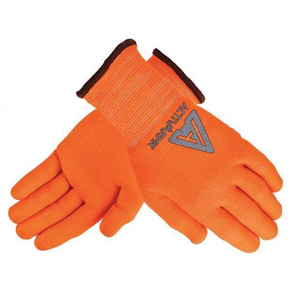 Guantes recubiertos resistentes al corte de alta visibilidad Ansell, Nivel de corte A2, calibre 13, color naranja, Talla M (9) - 97-013