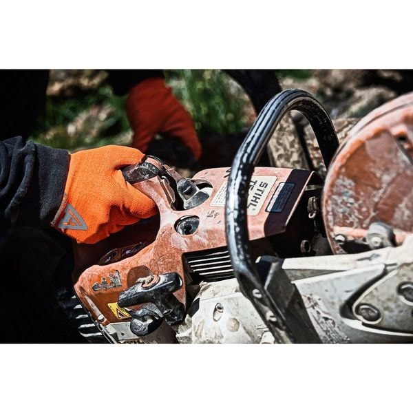 Guantes recubiertos resistentes al corte de alta visibilidad Ansell, Nivel de corte A2, calibre 13, color naranja, Talla M (9) - 97-013