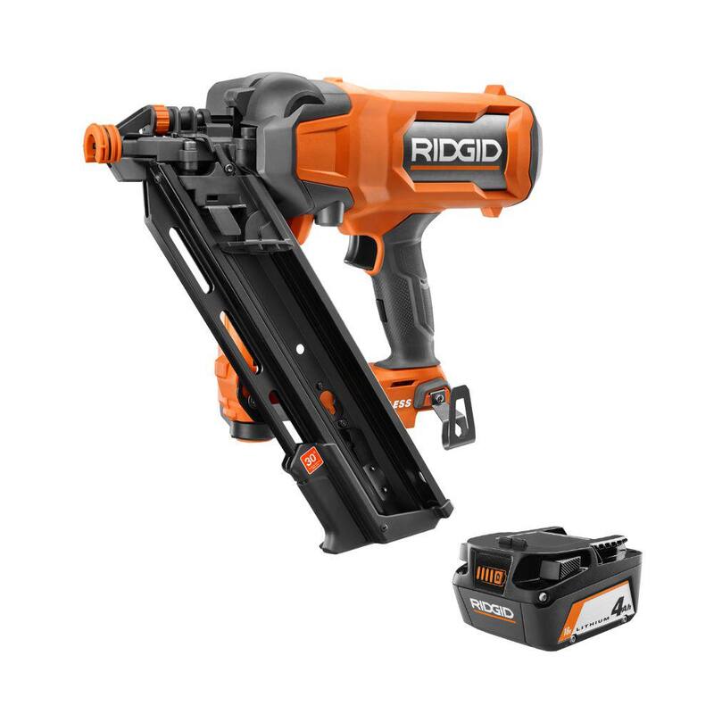 Clavadora de armazón inalámbrica sin escobillas RIDGID de 18V a 30 grados con batería de iones de litio de 18V, 4.0 Ah - R09895B-AC87004