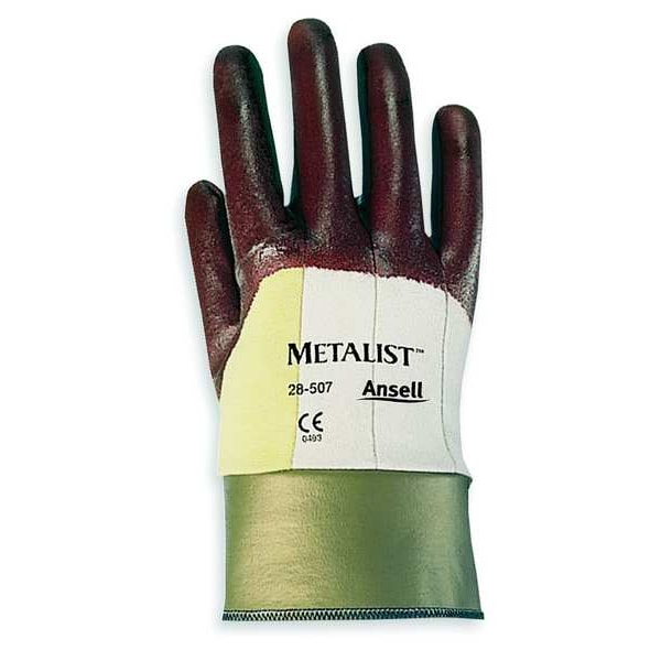 Guantes Recubiertos Resistentes al Corte Ansell, Nivel de Corte A2, Color Maroon, Talla L - 28-507