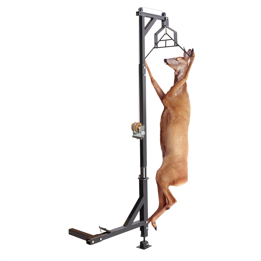 VEVOR Hitch Mounted Deer Hoist, 400 lbs Load Capacity, Hitch Game Hoist, Truck Hitch Deer Hoist with Winch Lift Gambrel Set, 2-inch Hitch Receiver, Foot Base, Adjustable Height and 360 Degrees Swivel - SDCZDJT400LBS3688V0