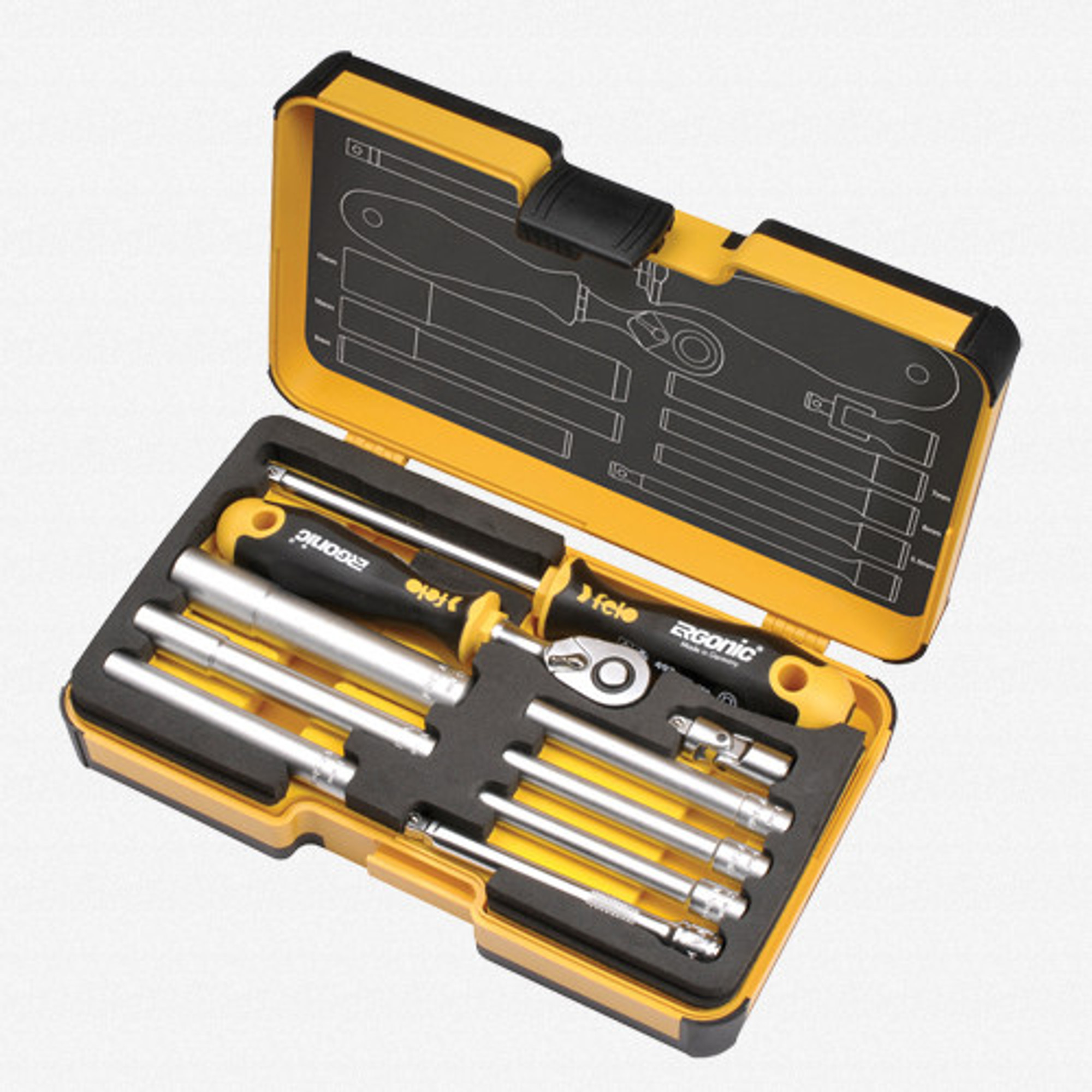 Felo Felo R-GO 10 M-Tec 10 piece Box Nut Drivers, Ergonic Ratchet